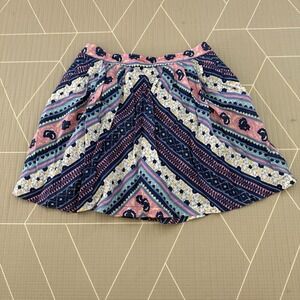 FREE PEOPLE 100% Cotton Skirt Size Medium Geometric‎ Print Blue & Pink